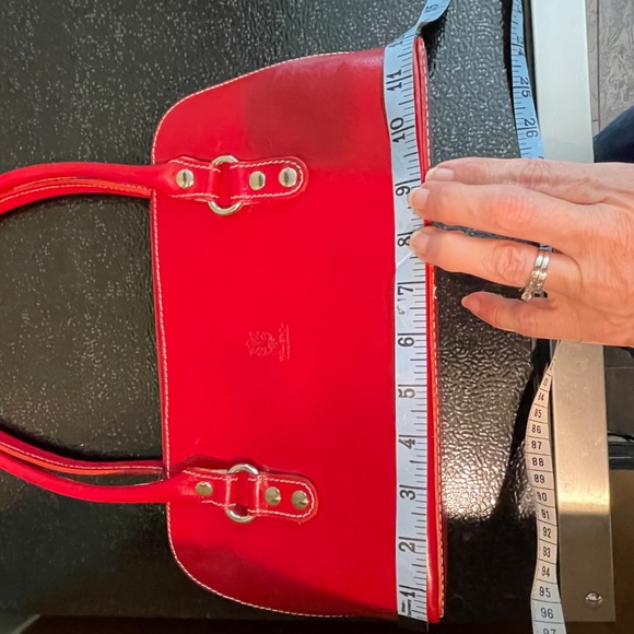 Vera Pelle Made in Italy Candy Apple Red Genuine Leather Purse Handbag - Picture 6 of 16